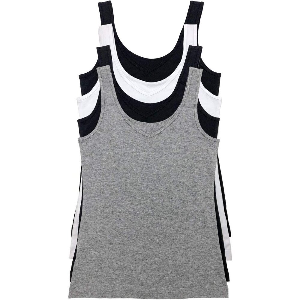 Women's Reversible Cotton Tank Top 4-Pack Moisture Wicking Layering Summer